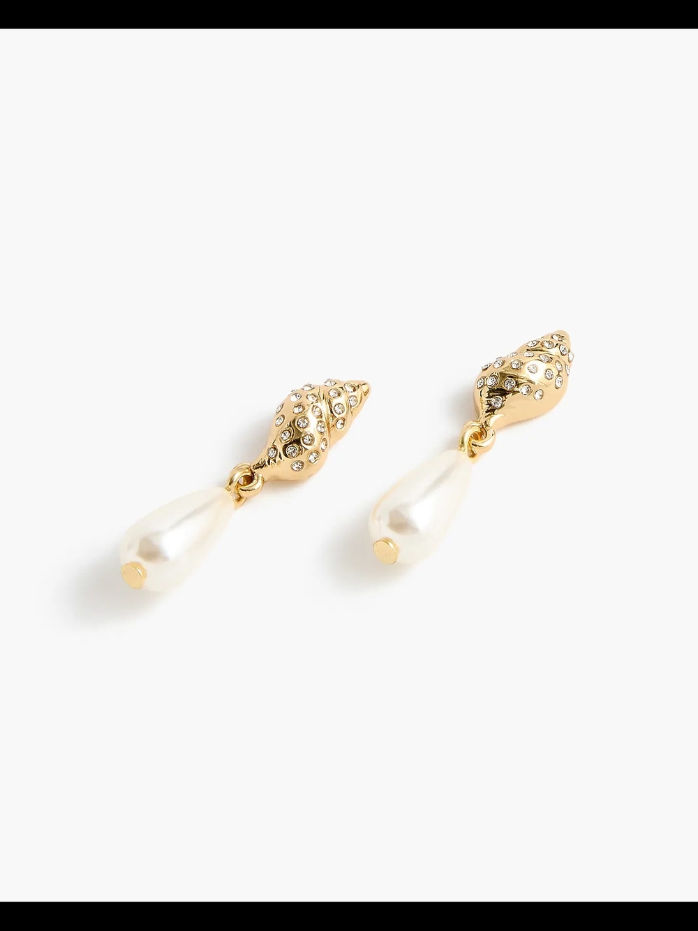 J.Crew Pearl Drop Earrings with Crystal Seashells, Gold/ White